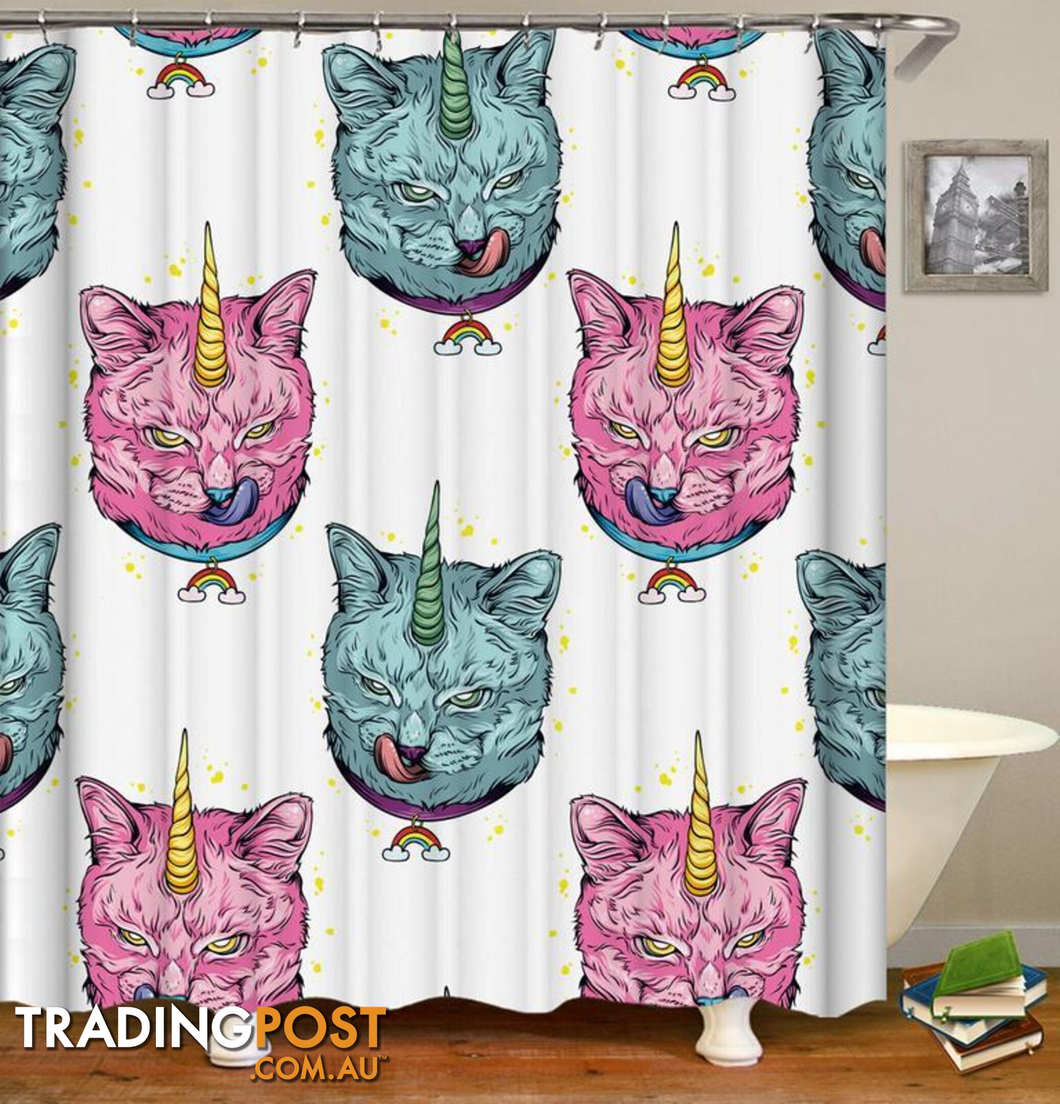 Wild Cat Unicorn Shower Curtain - Curtain - 7427046024952