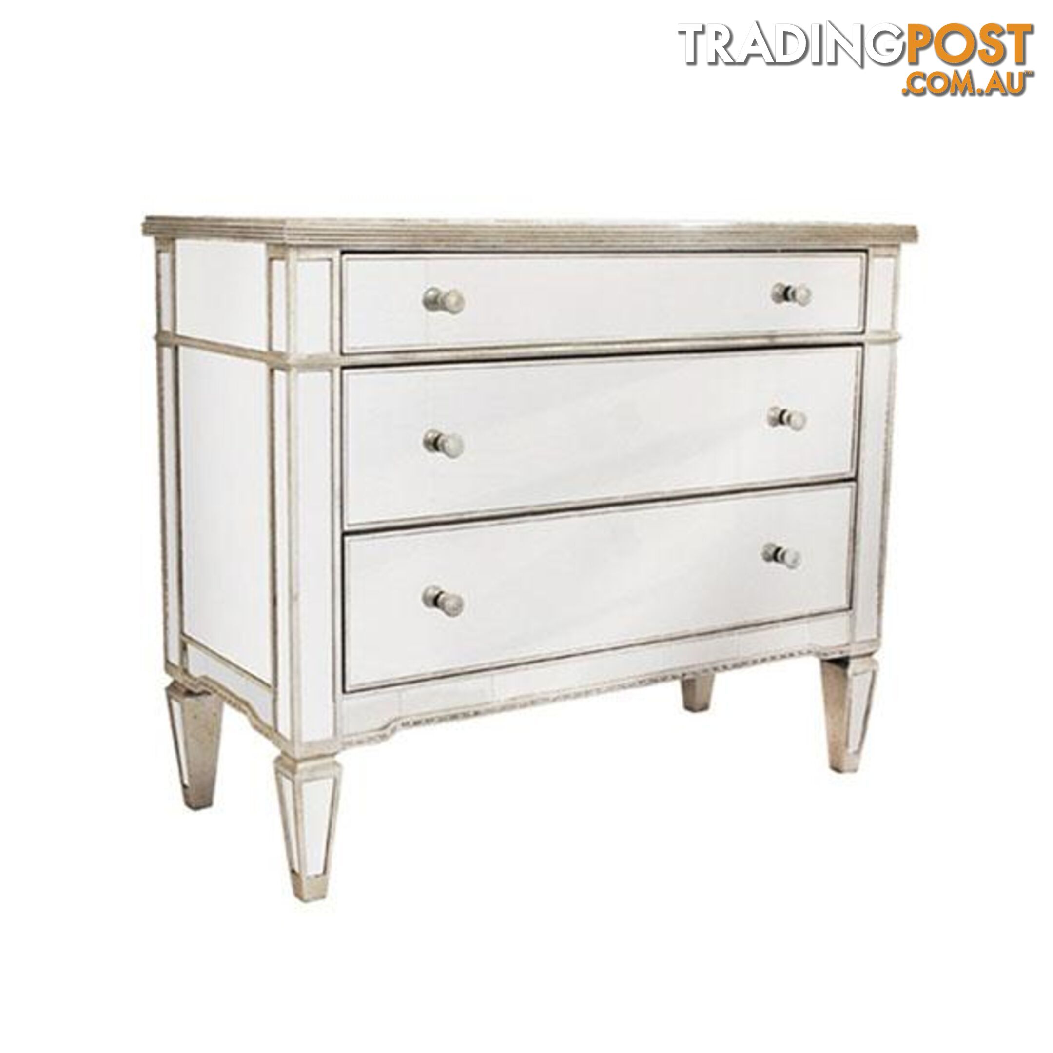 Mirrored 3 Drawer Chest Antique Ribbed - Drawer - 7427046211017