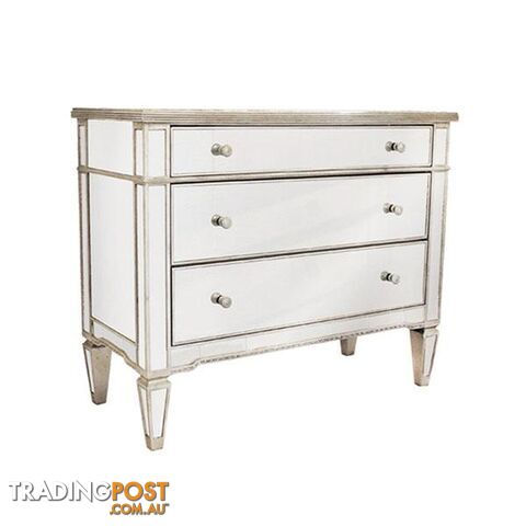 Mirrored 3 Drawer Chest Antique Ribbed - Drawer - 7427046211017