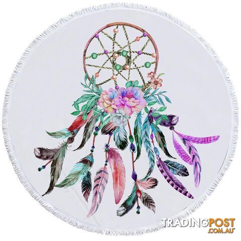 Multi Colored Feathers Dream Catcher Beach Towel - Towel - 7427046314312