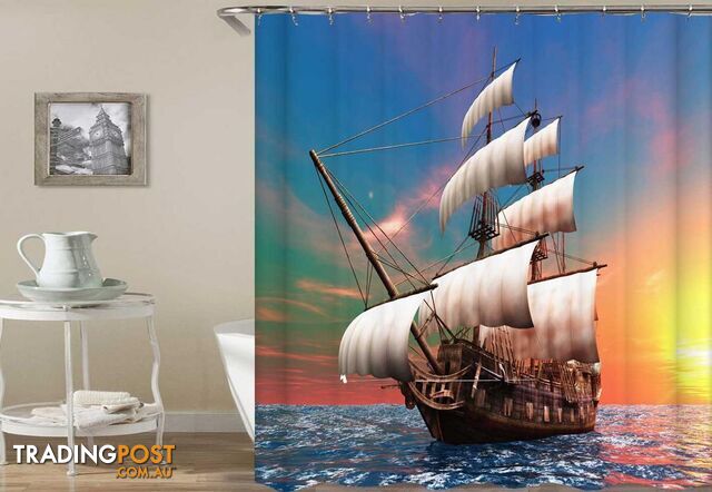 Digital Sailing Ship Shower Curtain - Curtain - 7427046046251