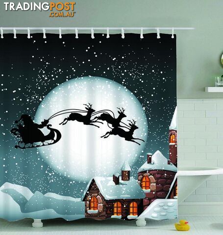 Santa's Reindeer Sleigh Shower Curtain - Curtain - 7427045965942