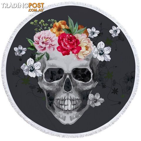 Flowers and Skull Beach Towel - Towel - 7427046312707