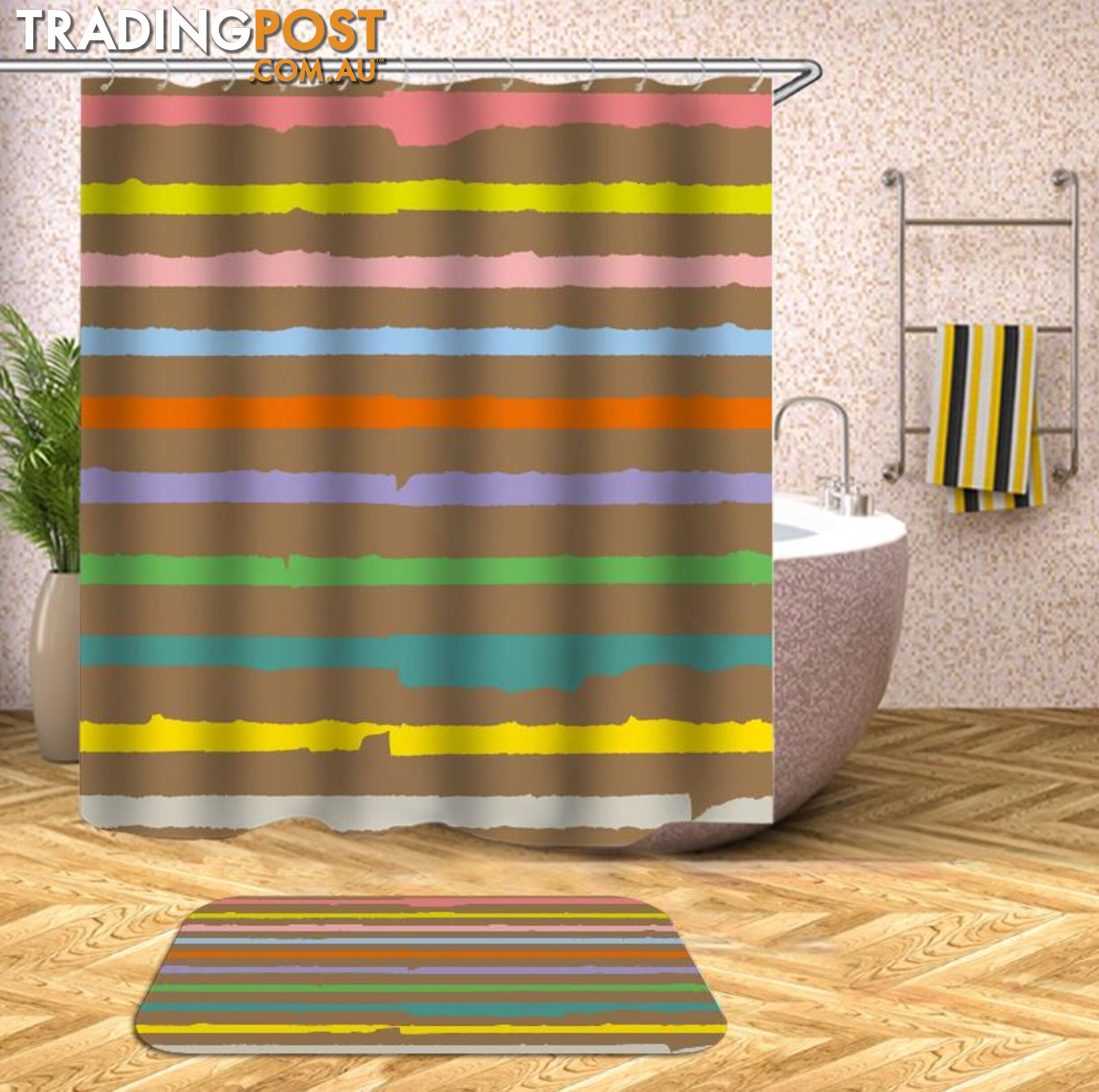 Colorful Horizontal Stripes Shower Curtain - Curtain - 7427045958661