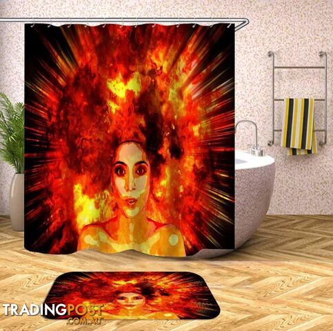 Real Explosion Hair Beautiful Girl Shower Curtain - Curtain - 7427046132442
