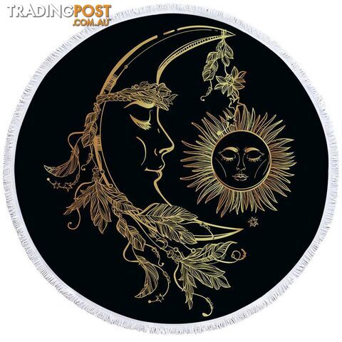 Golden Sun and Moon Beach Towel - Towel - 7427046327510