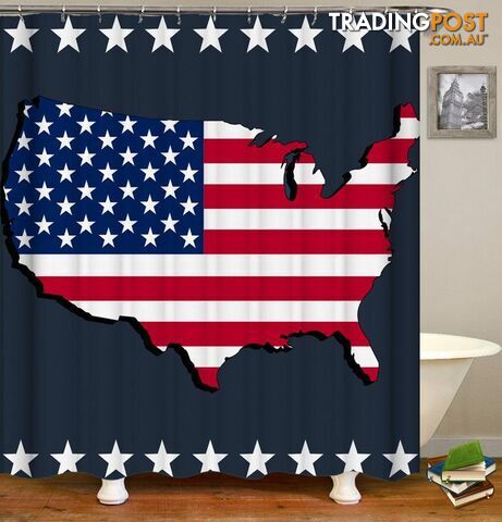 Map Embossed American Flag Shower Curtain - Curtain - 7427045914582