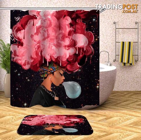 Pinkish Afro Beautiful Girl Shower Curtain - Curtain - 7427046095549