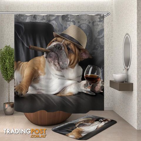 Bulldog Boss Shower Curtain - Curtain - 7427046117968