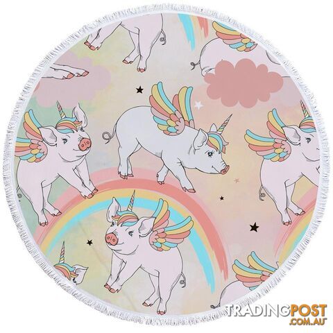 Rainbow Unicorn Pigs Beach Towel - Towel - 7427046304948