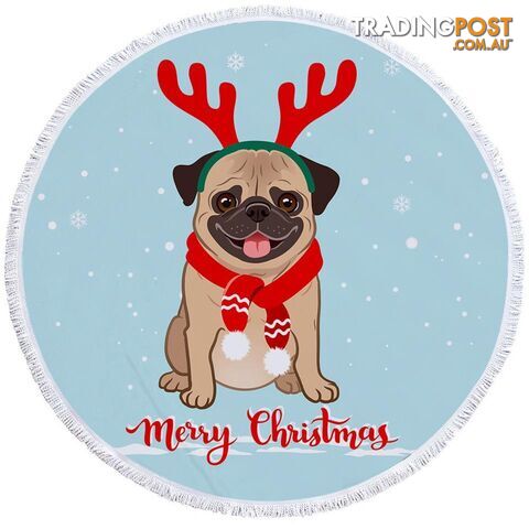 Christmas Pug Beach Towel - Towel - 7427046340137