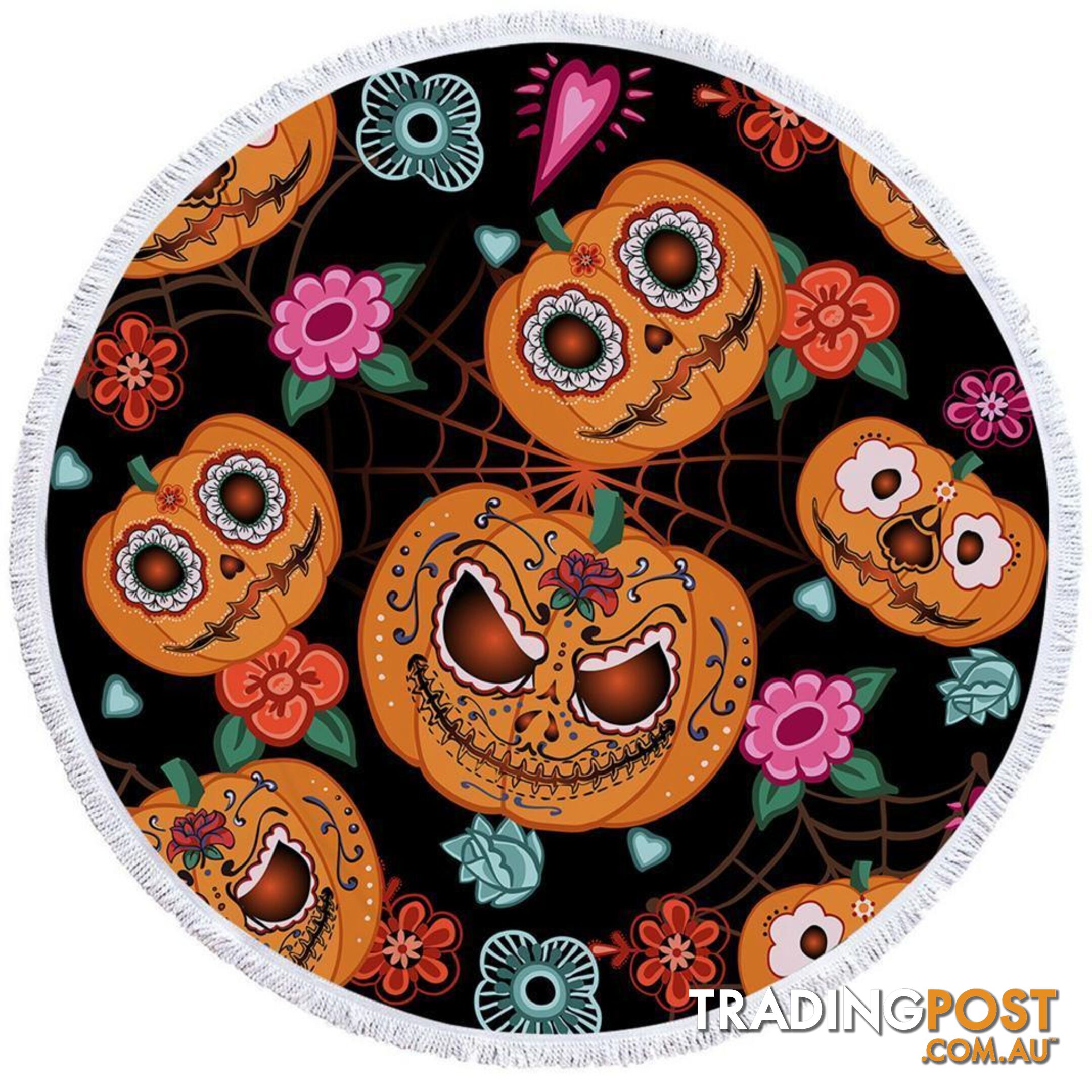 Halloween Pumpkins Beach Towel - Towel - 7427046321228