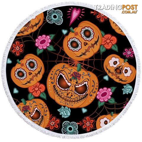 Halloween Pumpkins Beach Towel - Towel - 7427046321228