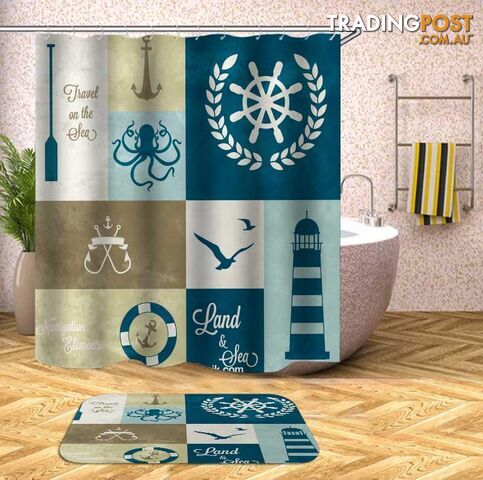 Nautical Theme Shower Curtain - Curtain - 7427046048361