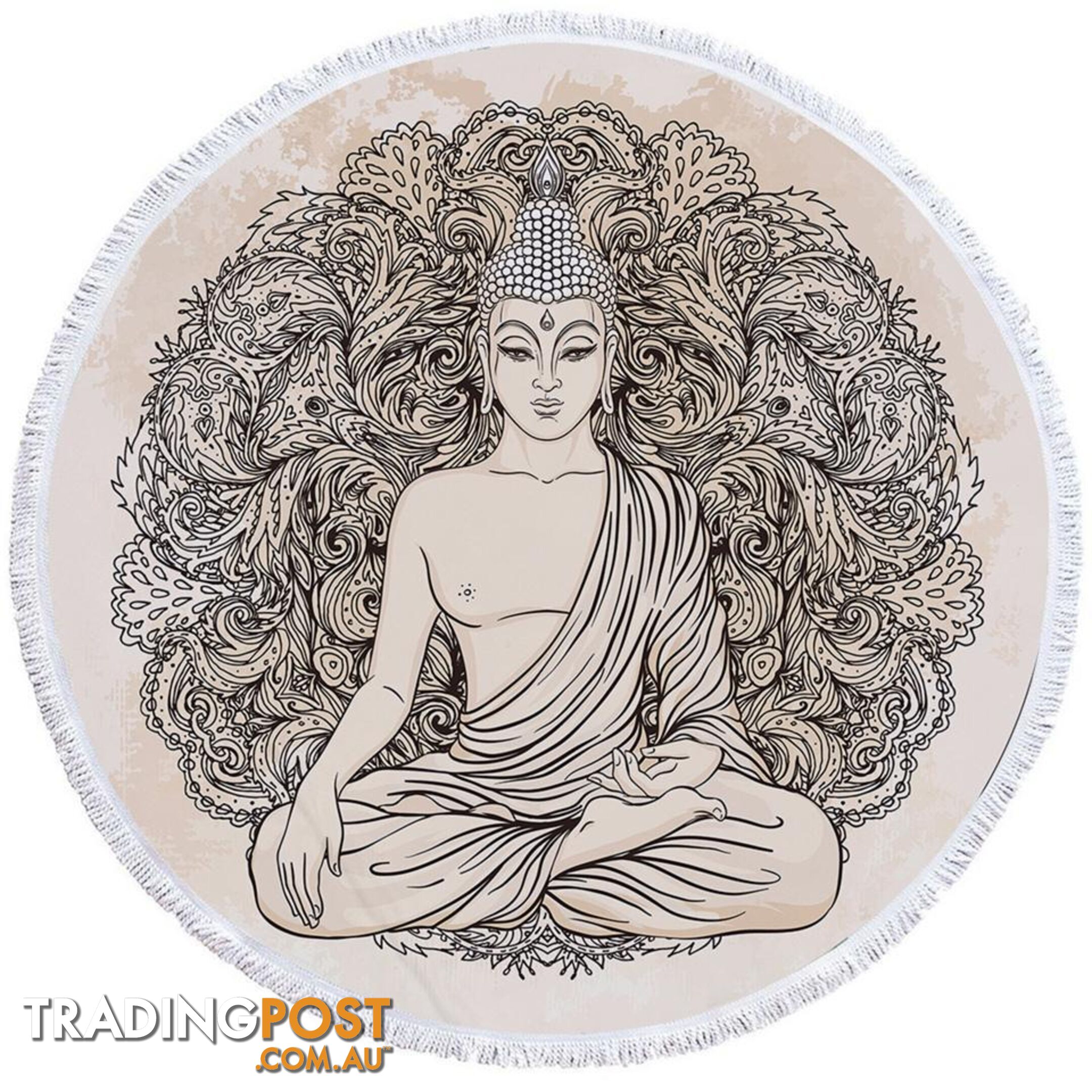 Drawing of Buddha Beach Towel - Towel - 7427046317665