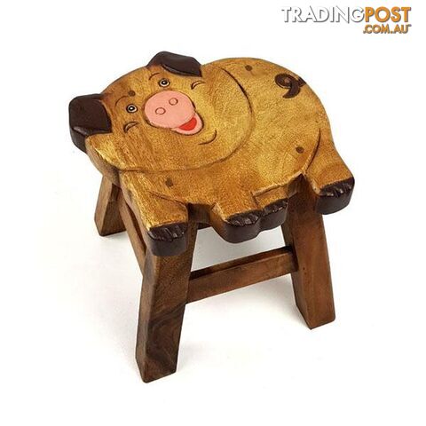 Kids Wooden Stool Pig - Mango Trees - 9476062140755