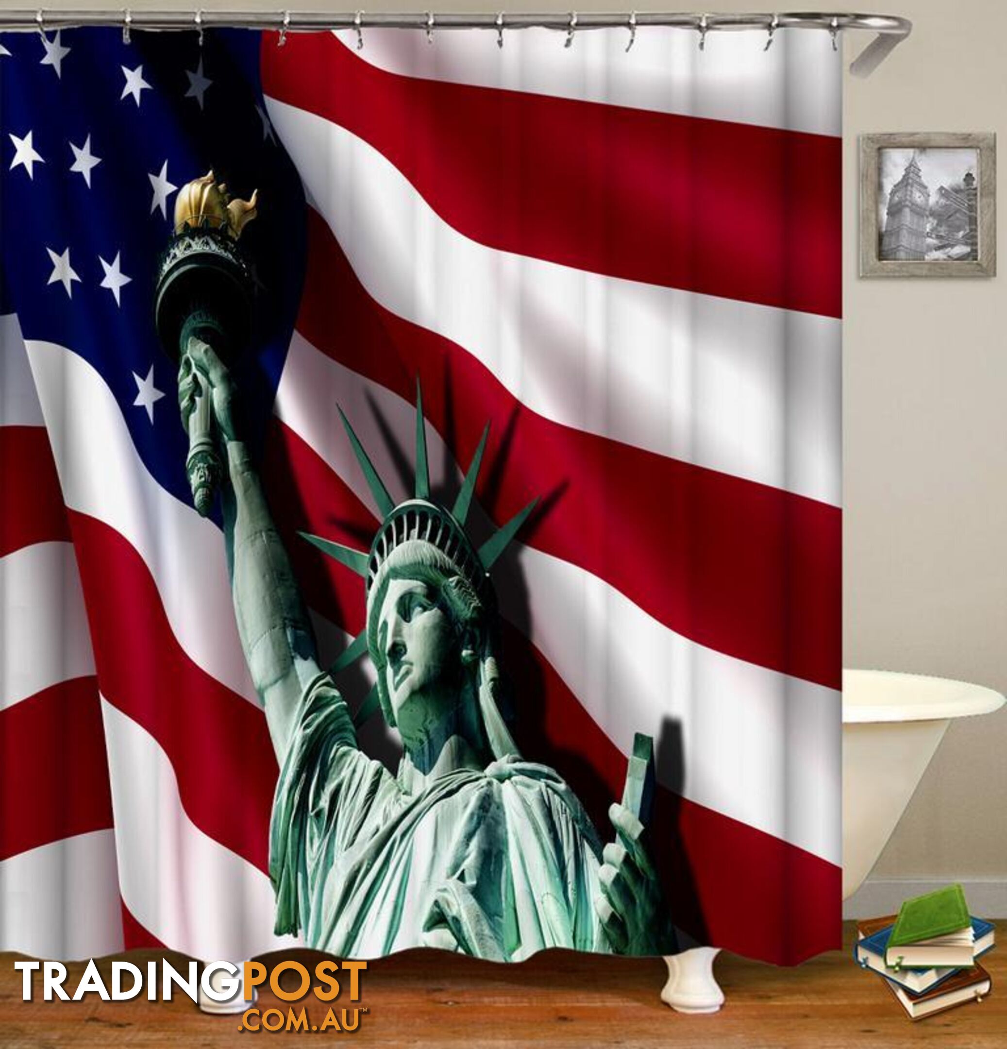 Statue Of Liberty Ft The American Flag Shower Curtain - Curtain - 7427045915060