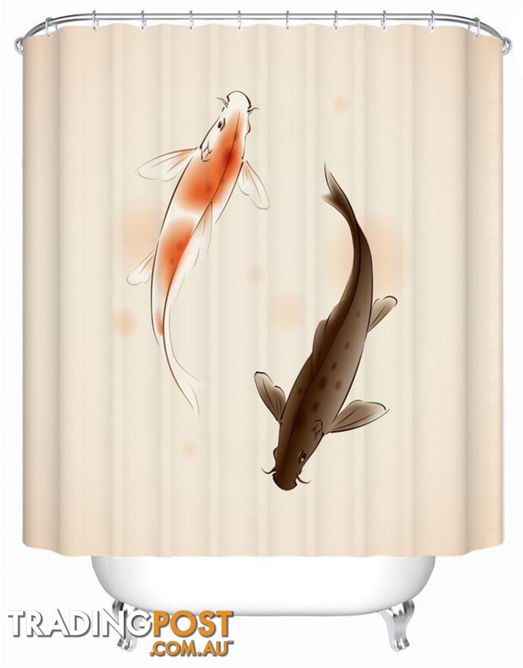 A Pair Of Carp Fish Shower Curtain - Curtain - 7427045924505