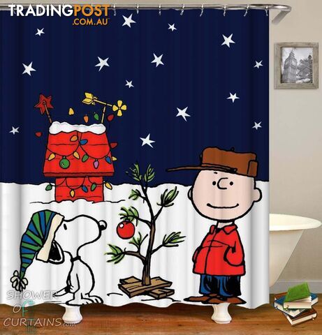 Christmas With Charlie Brown And Snoopy Shower Curtain - Curtain - 7427046234061