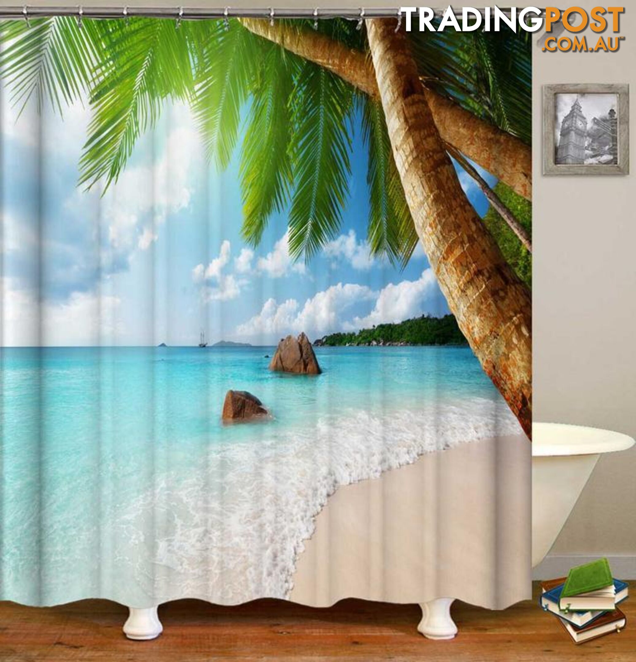 Tropical Beach Shower Curtain - Curtain - 7427046076692