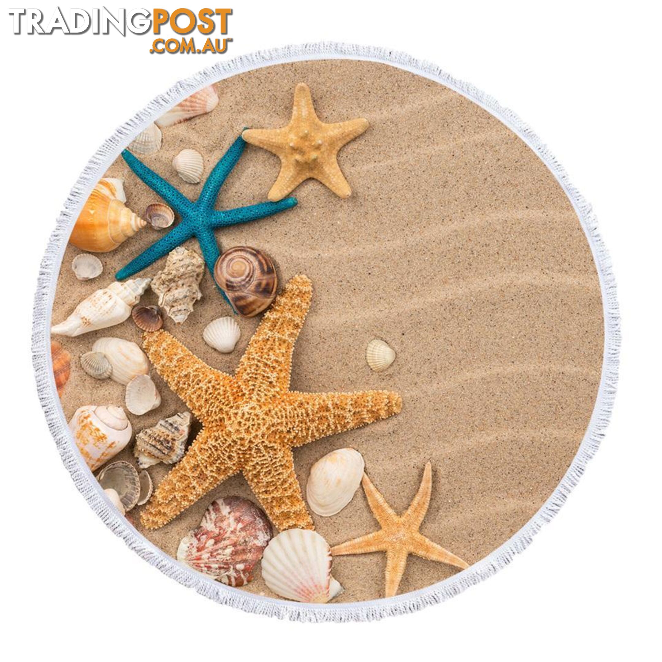 Starfish and Seashells Beach Towel - Towel - 7427046344012