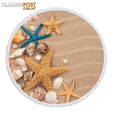 Starfish and Seashells Beach Towel - Towel - 7427046344012