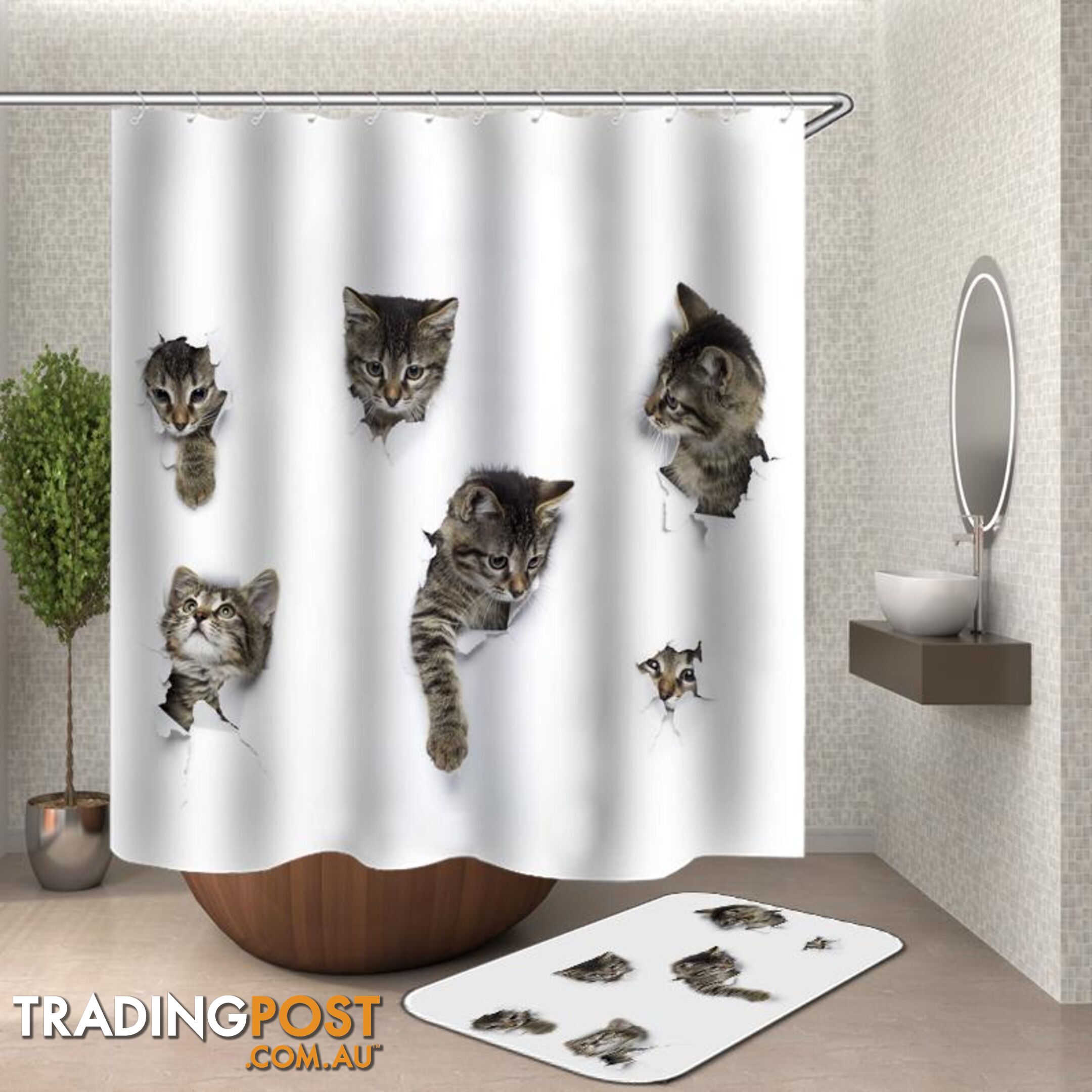 Cat Cat Cat Cat Shower Curtain - Curtain - 7427046116718