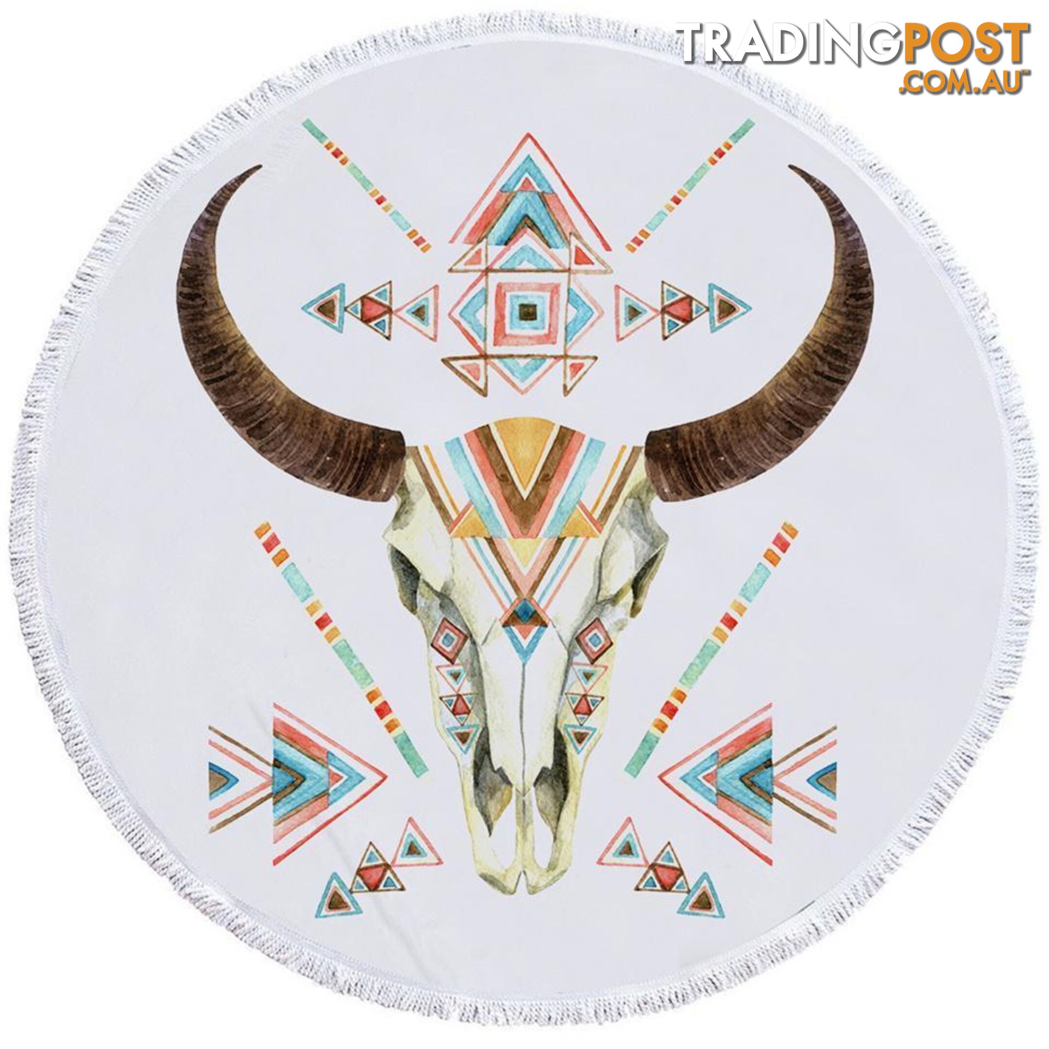 Multi Colored Bull Skull Beach Towel - Towel - 7427046308311