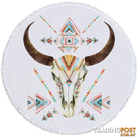 Multi Colored Bull Skull Beach Towel - Towel - 7427046308311