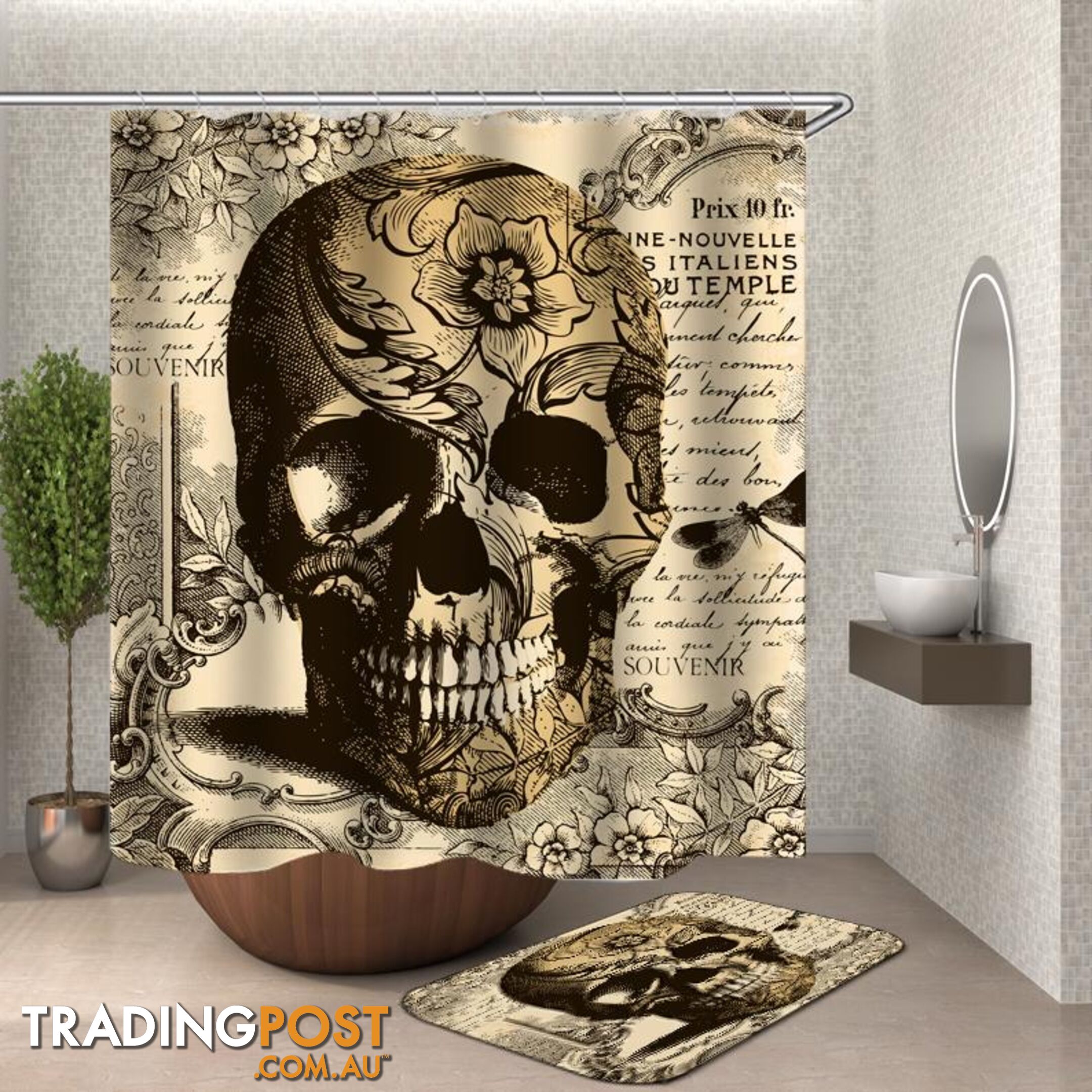 Vintage Skull Shower Curtain - Curtain - 7427046122788