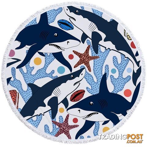 Coral and Sharks Beach Towel - Towel - 7427046304672