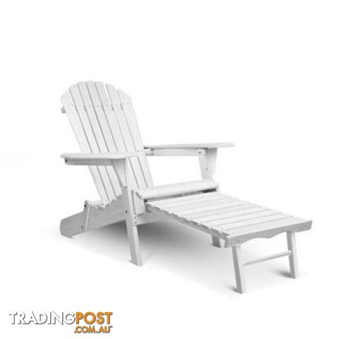Gardeon Adirondack Chair With Ottoman White - Gardeon - 9350062158784