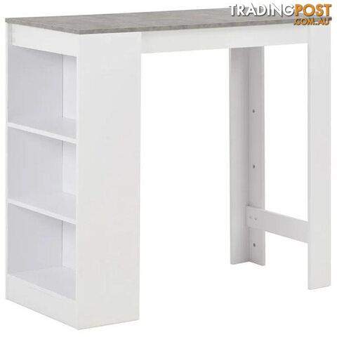White Bar Table with Concrete Top and Shelves - Unbranded - 9476062107963