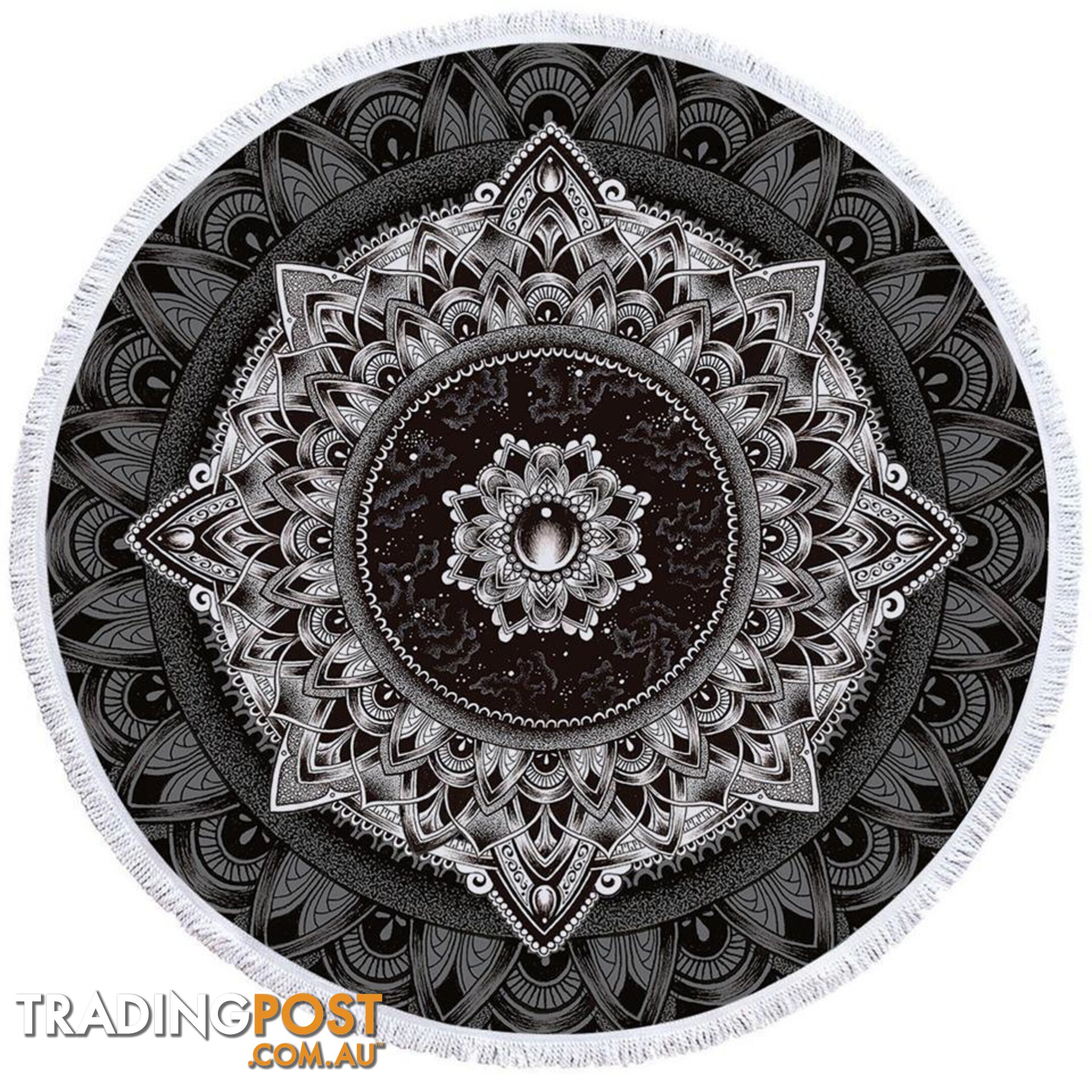 Black and White Mandala Beach Towel - Towel - 7427046324793