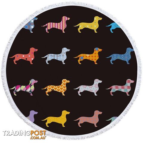 Multi Pattern Dachshund Dogs Beach Towel - Towel - 7427046311212