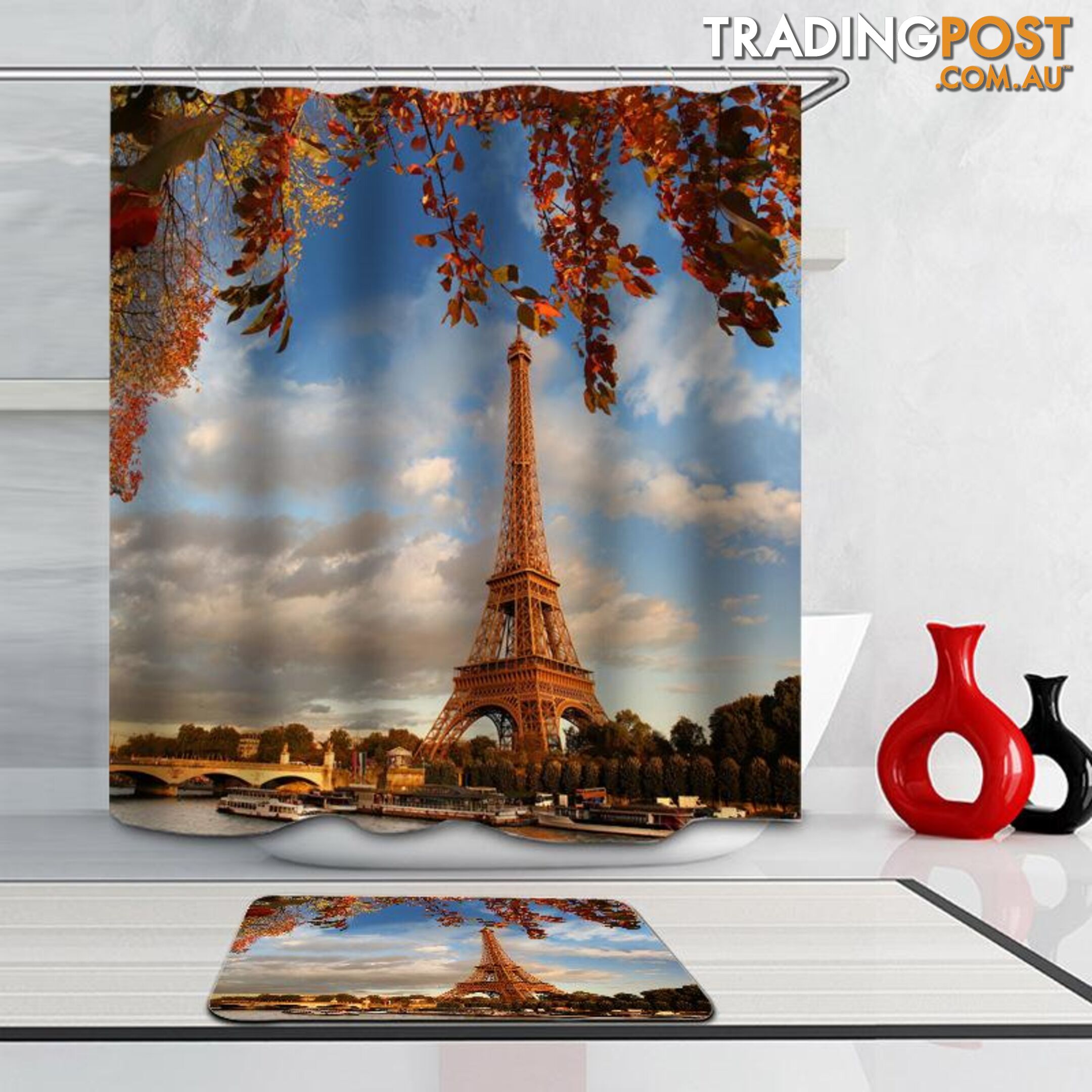 Eiffel Tower Autumn Colors Shower Curtain - Curtain - 7427005916809