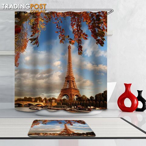 Eiffel Tower Autumn Colors Shower Curtain - Curtain - 7427005916809