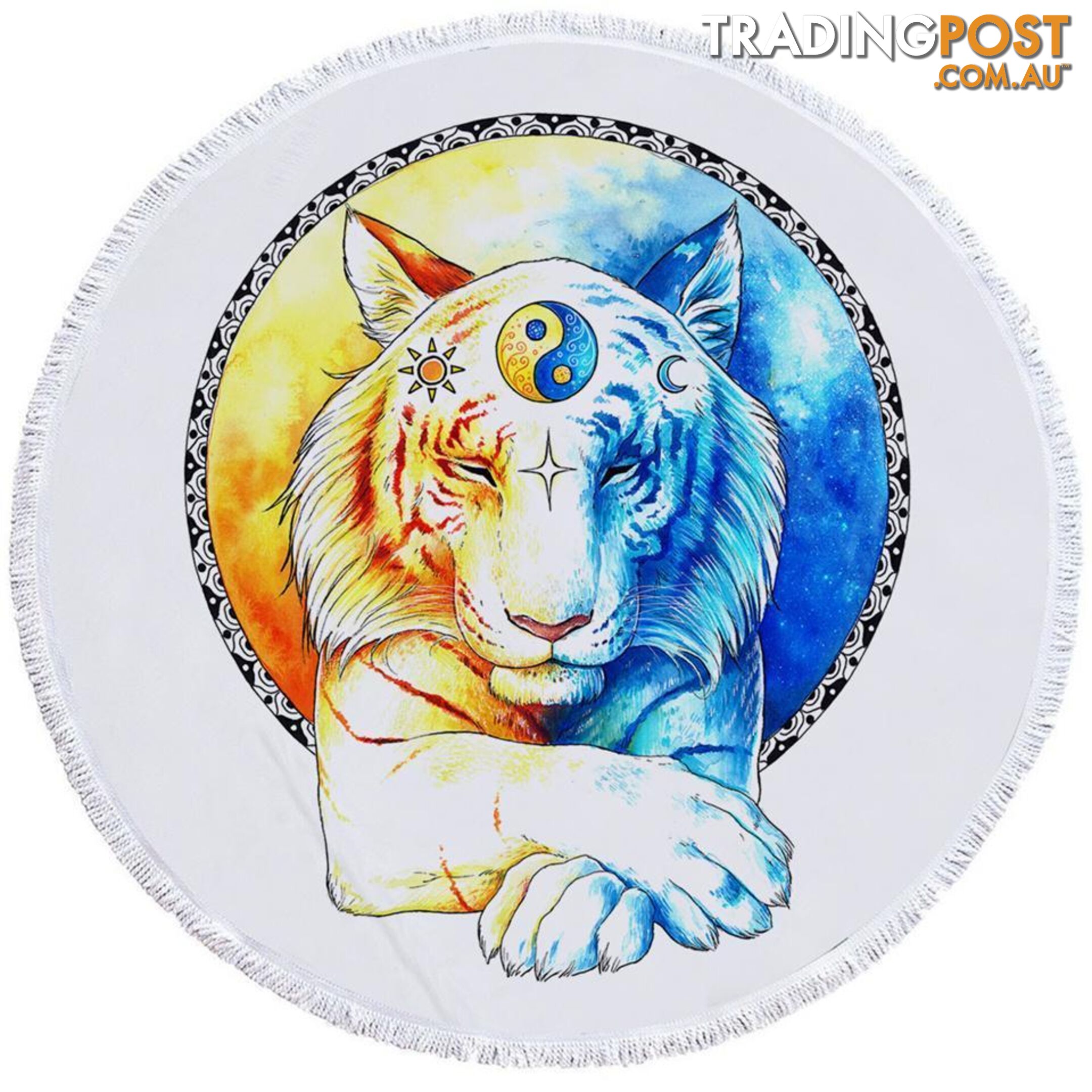 Yin and Yang Tiger Beach Towel - Towel - 7427046329729