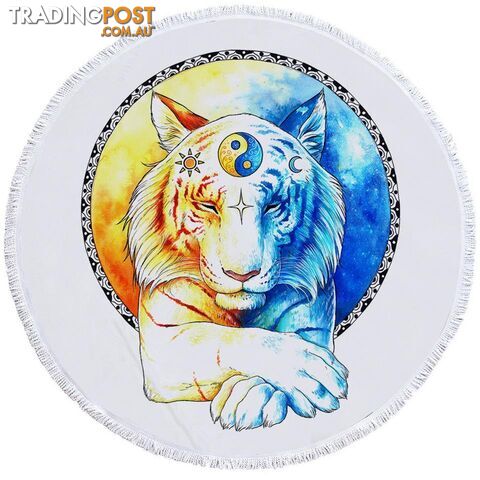 Yin and Yang Tiger Beach Towel - Towel - 7427046329729