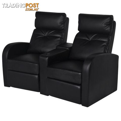 2-Seat Artificial Leather Recliner - Black - Unbranded - 4326500433701
