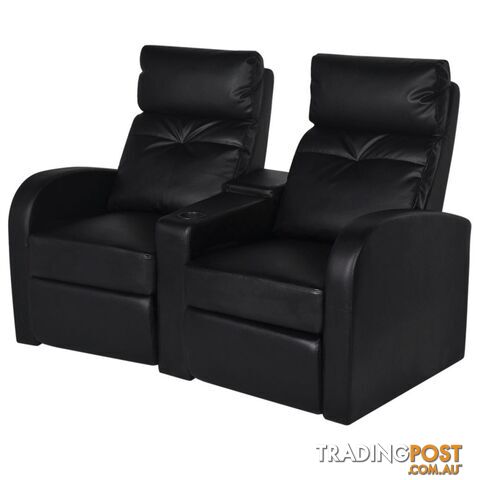 2-Seat Artificial Leather Recliner - Black - Unbranded - 4326500433701