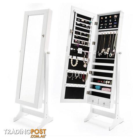 131Cm Mirror Jewellery Cabinet 2X Drawer Lowe White - Unbranded - 9352338008724