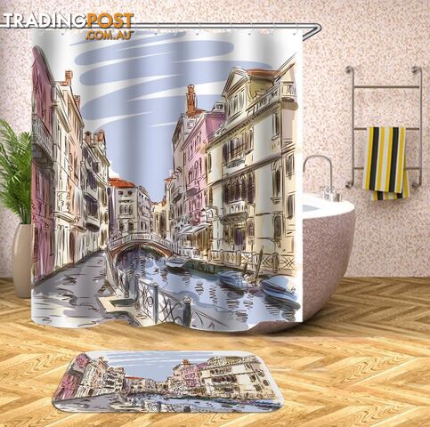Color Drawing Venice Shower Curtain - Curtain - 7427045984202