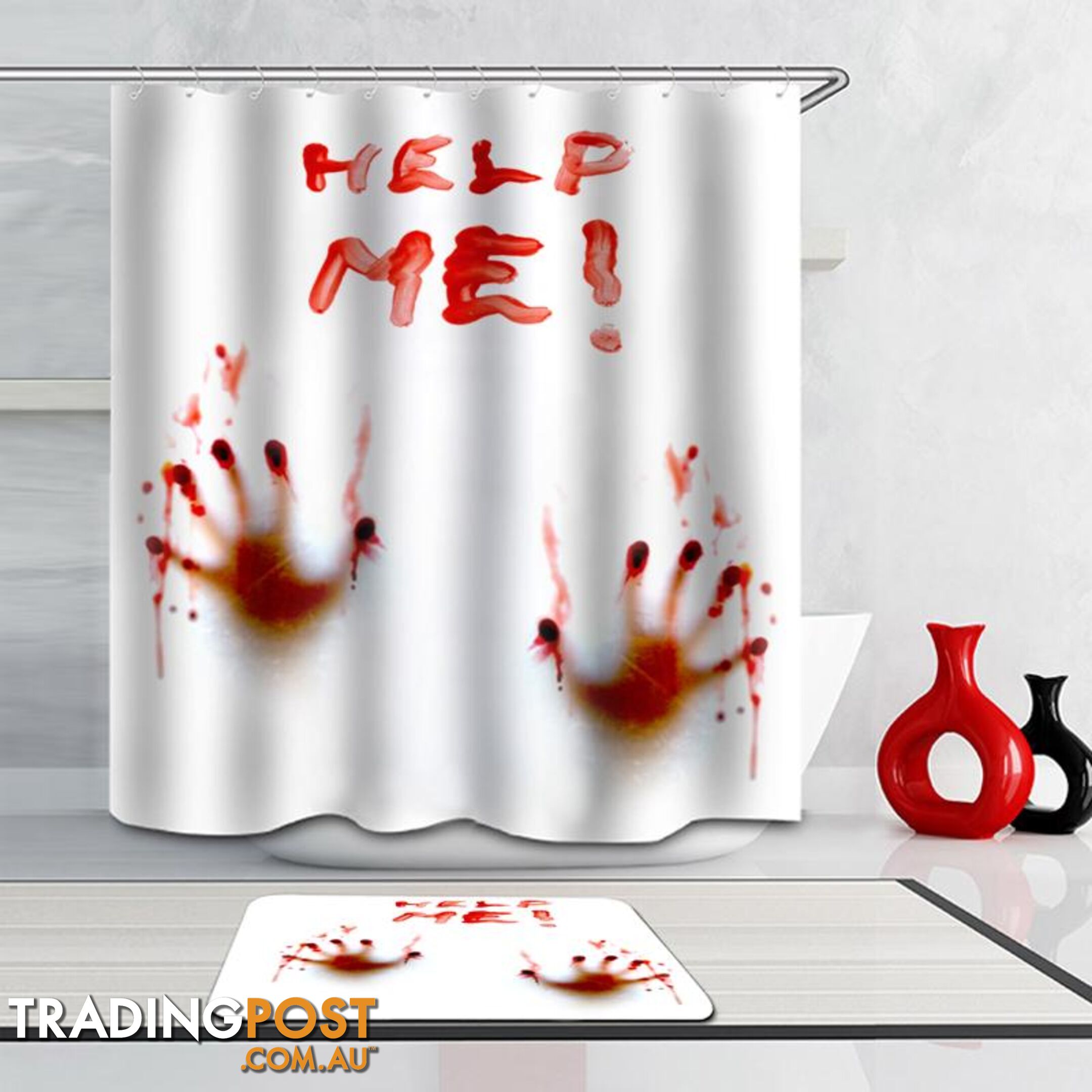 "Help Me(!)" Bloody Hands Shower Curtain - Curtain - 7427005917240