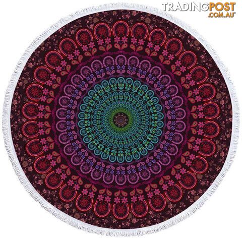 Turquoise Purplish Mandala Beach Towel - Towel - 7427046326063