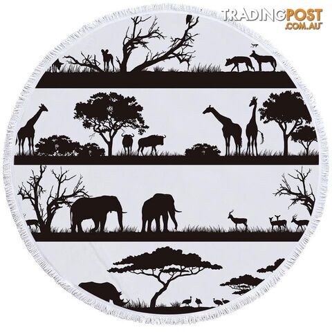 Black and White Africa Beach Towel - Towel - 7427046304825