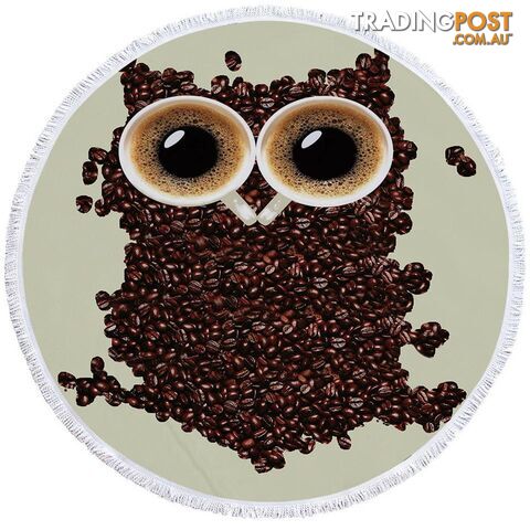 Cool Coffee Beans Owl Beach Towel - Towel - 7427046327848