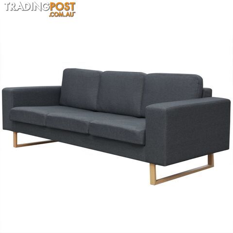3-Seater Sofa Fabric - Dark Grey - Unbranded - 4326500436443