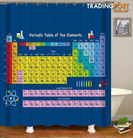 Periodic Table Of Elements Blue Background Shower Curtain - Curtain - 7427046085588