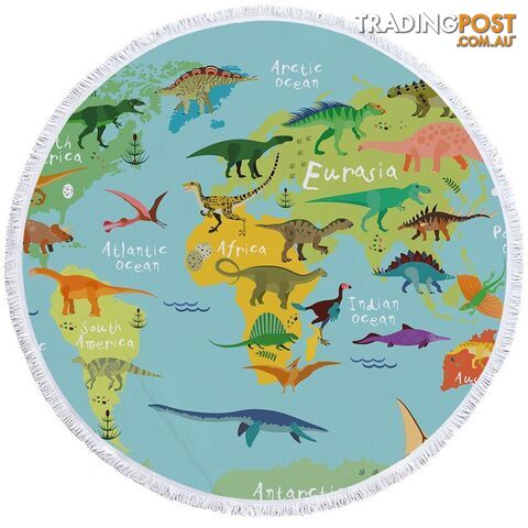 World Map Dinosaurs Beach Towel - Towel - 7427046315173